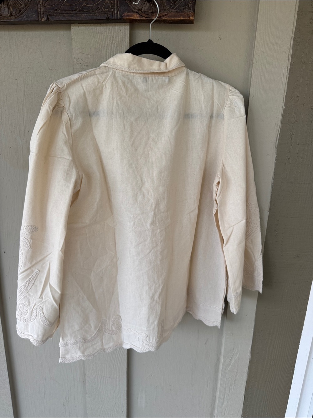 Embroidered Cream Button-Front Jacket - Picture 4 of 4